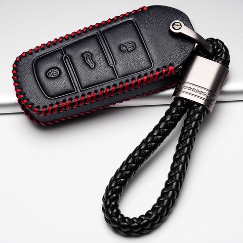 Leather Car Key Cover Case For Volkswagen VW CC Passat B6 B7 Passat 3C CC Maogotan R36B5B7L Auto Key Cover Car Styling ► Photo 1/6