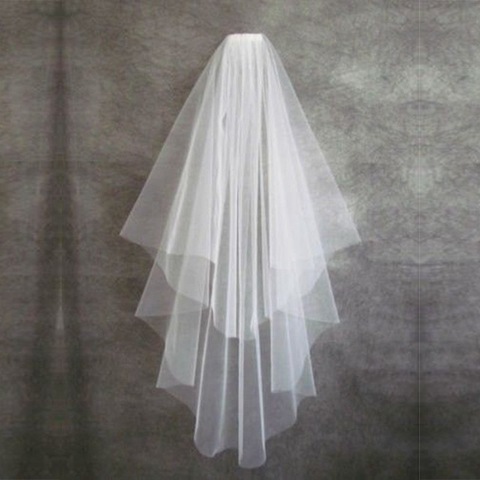 Cheap Short Wedding Veil With Comb Cut Edge 2 Layers Simple Mariage Veil Wedding Accessories 2022 ► Photo 1/2