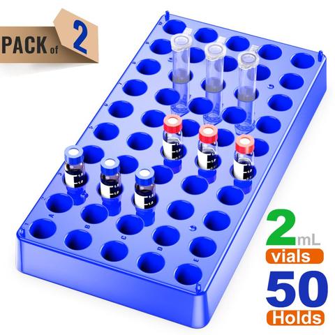 2 Pack Plastc Vial Rack 50 Holds Diameter 12mm 1.5/2ml Vials Centrifuge Tube Racks Stackable Lab Supplies by Ks-Tek ► Photo 1/6