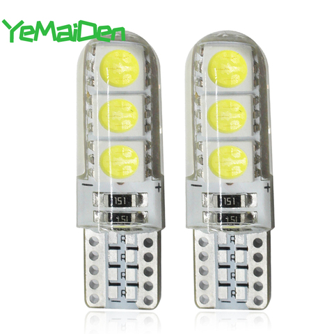Silicone W5W LED Bulb 5W5 12V 7000K 6 SMD T10 LED Car Interior Dome Reading Light Auto Wedge Side License Plate Lamp White 194 ► Photo 1/6