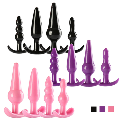 Anal Sex beginer 4pcs Anal Trainer Kit Crystal Butt Plugs Anal toys for Men Women Prostata Massage Anus Dilator ► Photo 1/6