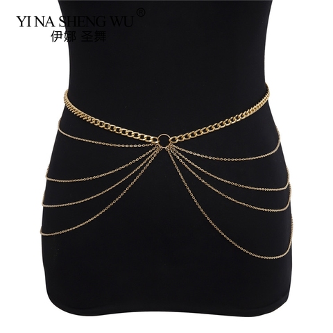 Fashion Elegant Ladies Multilayer Waist Chain Belt Wild Thin Waistband Belly Dance Women Dress Decoration Bohemian Slim Belt ► Photo 1/6