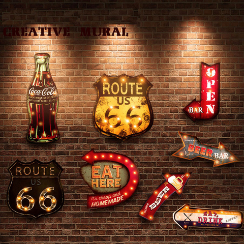 20 Styles Vintage LED Light Neon Signs Decorative Painting For Pub Bar Restaurant Cafe Advertising Signage Hanging Metal Signs ► Photo 1/6