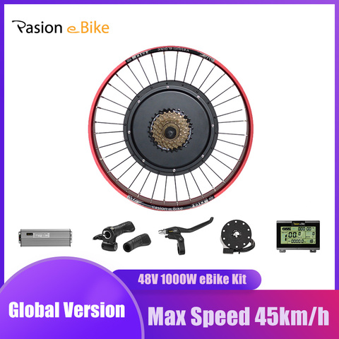 PASION E BIKE Conversion Kit Fat Bike 1000W Motor Wheel For Bicycle Hub Motor Electric Bike Conversion Kit 20'' Red 26'' Black ► Photo 1/6