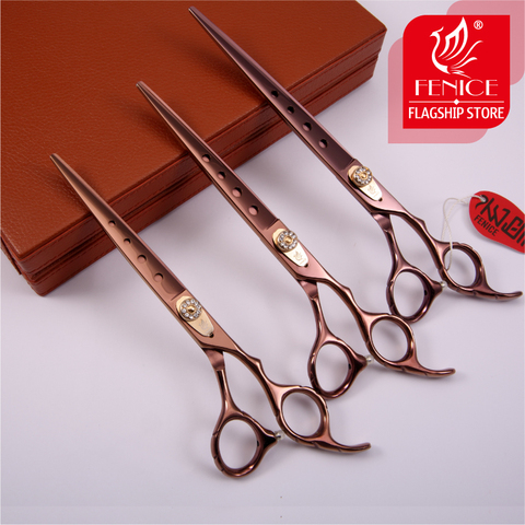 Fenice professional high-end 7.0 7.5 8.0 inch pet dog cat grooming cutting scissors straight dog shears grooming scissors ► Photo 1/5