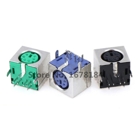 10Pcs Keyboard socket Black/Green/Purple 6 Pins PS/2 PS 2 Female Socket Jack Connector On PCB ► Photo 1/1