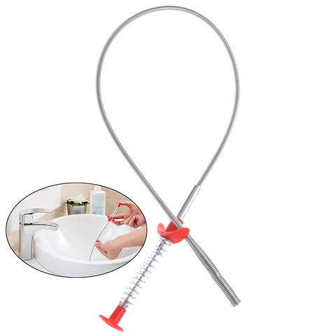 PP wire brush Hand Kitchen Sink Cleaning Hook Sewer Dredging Device Spring Pipe Hair Dredging Tool Metal wire brush ► Photo 1/6