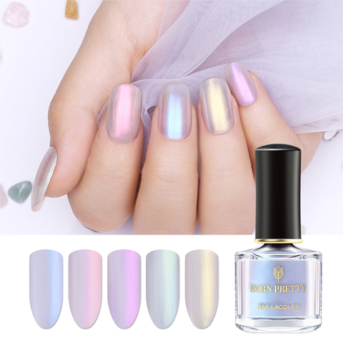 BORN PRETTY 6ml Glimmer Shell Nail Polish Glittering Pearl Nail Varnish for Nail Design 3-in-1 Water Based Base Top Coat Oil ► Photo 1/6