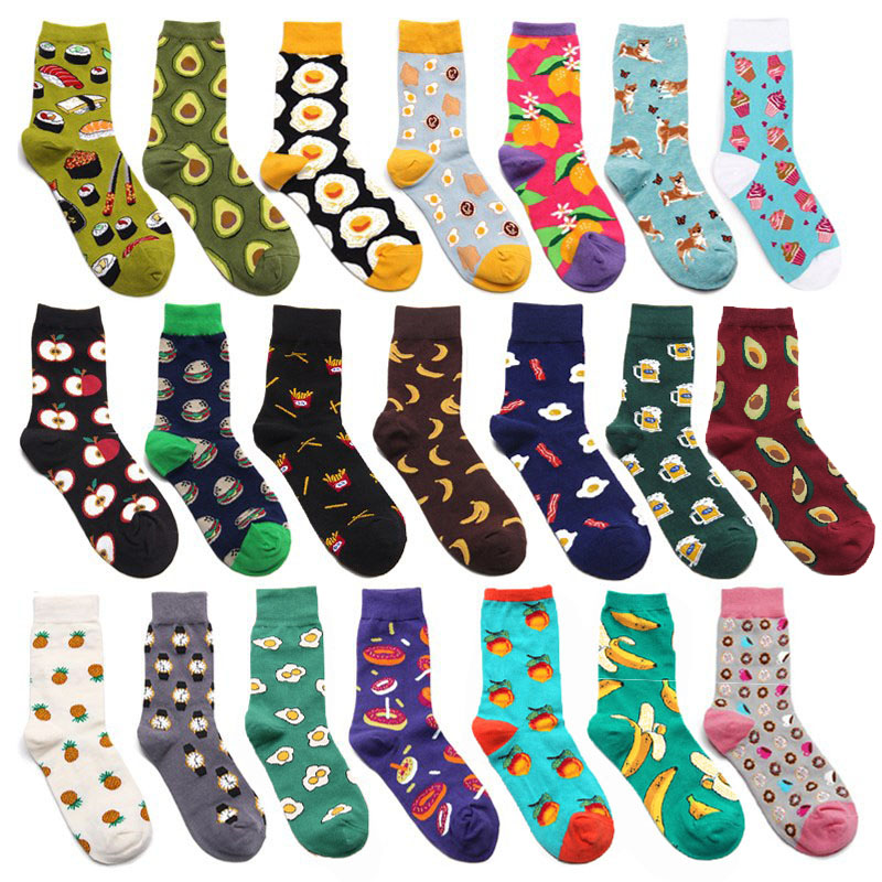 Quality Mens Happy Socks 44Colors Striped Plaid Diamond Cherry Socks Men  Combed Cotton Calcetines Largos Hombre