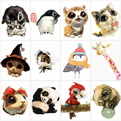 AZQSD Paint By Number Animal Art Oil Painting Handmade Amusing Living Room Decorative Hanging Pictures Children Gift ► Photo 1/6