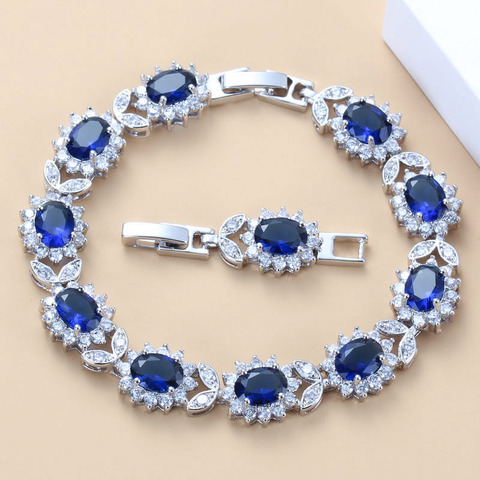 Best Selling Blue Zircon  Silver Color Overlay Bracelet Health Fashion  Jewelry For Women Free Jewelry Box SL45 ► Photo 1/6