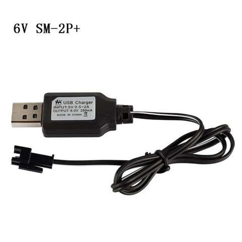 1Pc USB 6V 250mA NiMh/NiCd Battery USB Charger Packs SM 2P Electric Toy Charger Cable New ► Photo 1/6