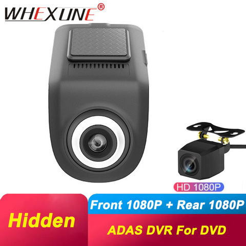 WHEXUNE USB Car DVR Camera hidden dual lens ADAS dash cam LDWS Driving Auto Digital Video Recorder 1080P For Android OS system ► Photo 1/6