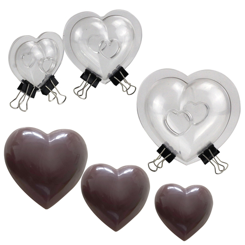3 type size 3D heart chocolate mold for DIY Cake decoration Polycarbonate Chocolate Mold  baking Candy confectionery tool ► Photo 1/6