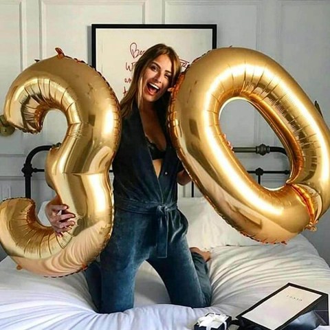 1pc big number aluminum foil balloon golden silver rainbow birthday party wedding decoration inflatable digital balloon ► Photo 1/6