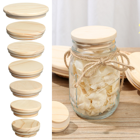 1PC Various Sizes Reusable Wood Lids Canning Storage Mason Jar Lid Bottle Sealing Caps Kitchen Organization Accessory ► Photo 1/6