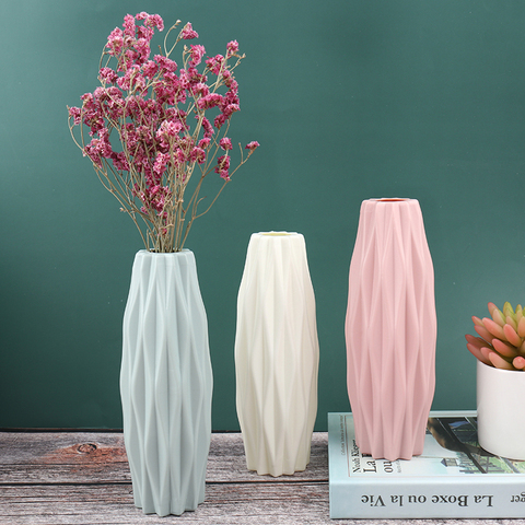 Flower Vase White Imitation Ceramic Flower Pot Decoration Home Plastic Vase ► Photo 1/6