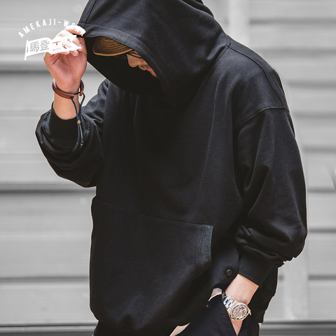 Maden Casual Men's Hooded Sweatshirts Spring Autumn Solid Long Sleeve Cotton Sweatshirt Loose Oversize Coat ► Photo 1/6