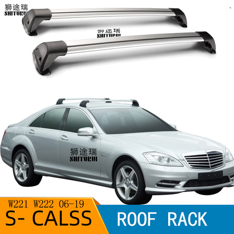 2 pcs For Mercedes-Benz S-Class W221 W222 2005-2022 Sedan roof bar car special aluminum alloy belt lock Led shooting CORSS RACK ► Photo 1/2