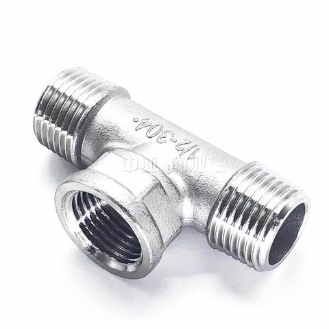 male+Female+male Threaded 3 Way Tee T Pipe Fitting 3/8