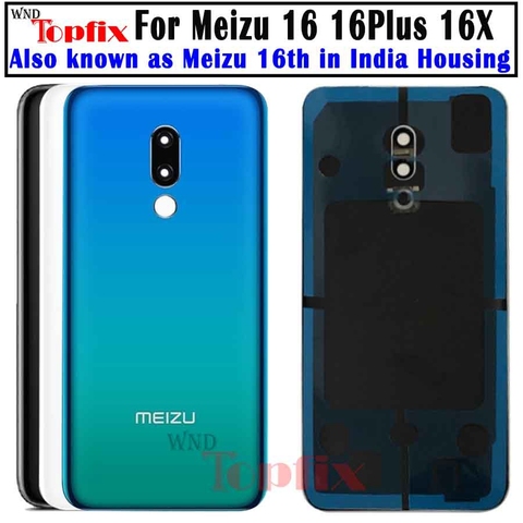For meizu 16 16th Case Back Glass Rear Door Housing Replacement meizu 16 plus Battery Cover With STICKER Adhesive 16x Back Cover ► Photo 1/6