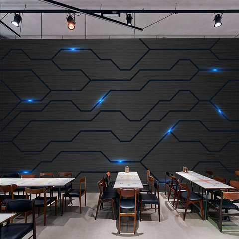 Custom Photo Wallpaper Modern Simple Technology Sense Fashion Circuit Diagram Black Murals Restaurant KTV Bar Creative Wallpaper ► Photo 1/6