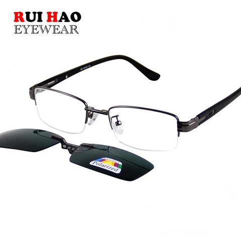 Fashion Optical Eyeglasses Frame Half Rimless Glasses Frame Men Women Alloy Frame and Polarized Sunglasses Clip On ► Photo 1/6