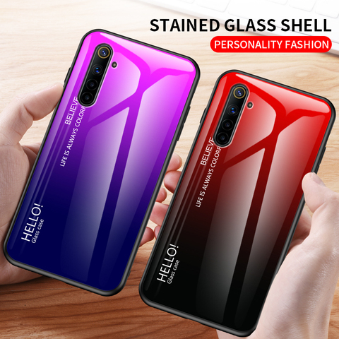 For OPPO Realme 6 Case Luxury Hard Tempered Glass Gradient marble Protective Back Cover case For oppo realme 6 pro realme6 shell ► Photo 1/6