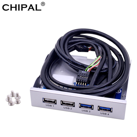 CHIPAL Silver 4 Ports USB 2.0 USB 3.0 Front Panel Hub 20Pin Splitter Internal Combo Bracket Adapter for Desktop 3.5'' Floppy Bay ► Photo 1/6