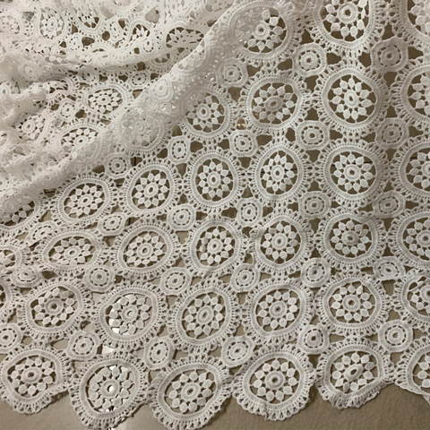 1yard Latest African French Lace Fabric For Sewing Wedding Dress White Cord Lace Fabric 2022 High Quality Nigerian Lace Fabrics ► Photo 1/6