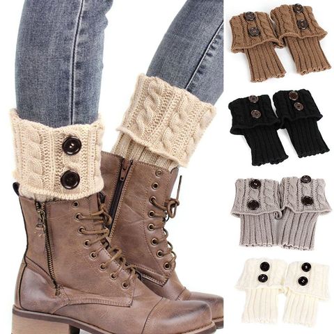 Hot Selling Women Autumn Winter Casual Ladies Leg Warmers Button Crochet Knit Boot Long Socks Solid Color ► Photo 1/6