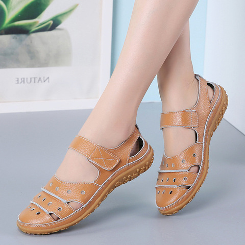 Women Sandals 2022 New Spring Summer Flat Hollow Out Ladies Shoes Buckle Solid Color Women's Sandals Beach Shoes S-V ► Photo 1/6