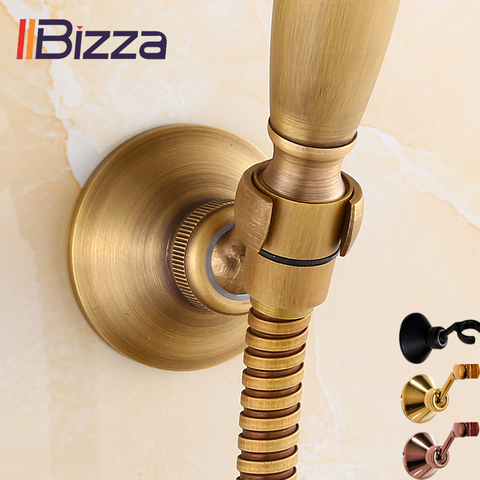Support Hand Shower Stand Held Wall Mounted Round Shower Head Holder Golden Colors / Antique Brass Bracket Universal Adjustable ► Photo 1/6