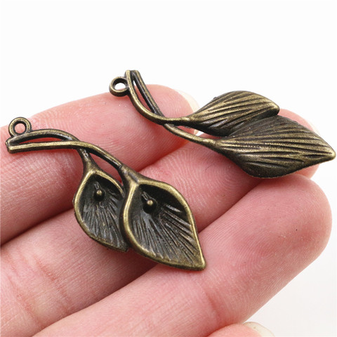 39x13mm 10pcs Antique Bronze Plated Leaf Style Handmade Charms Pendant:DIY for bracelet necklace-P4-06 ► Photo 1/2