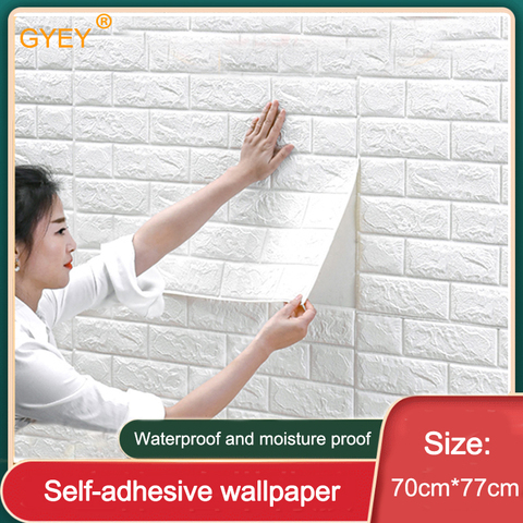 Self adhesive Waterproof TV Background Brick Wallpapers 3D Wall Sticker Living Room Wallpaper Mural Bedroom Decorative 70*77 ► Photo 1/6