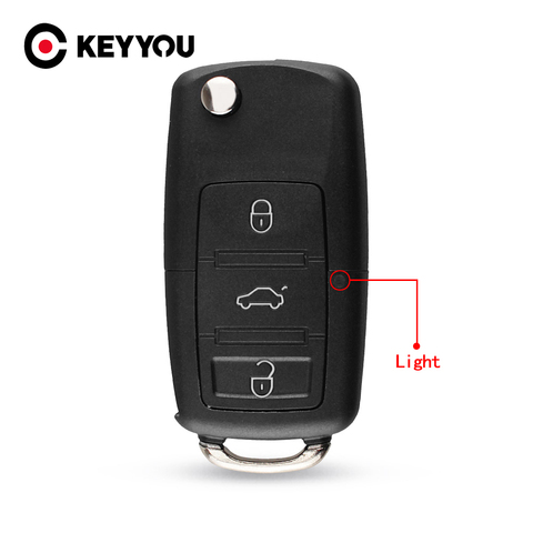 KEYYOU 20x 3 button Folding Car Remote Flip Key Shell Case Fob For VW Passat Polo Golf Touran Bora Ibiza Leon Octavia Fabia ► Photo 1/6