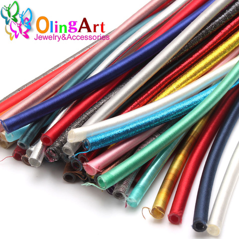 Free shipping 5mm 46cm Soft Rayon Silk Various materials/multiple colors Cord Hollow Rubber DIY Necklace Bracelet Jewelry Making ► Photo 1/6