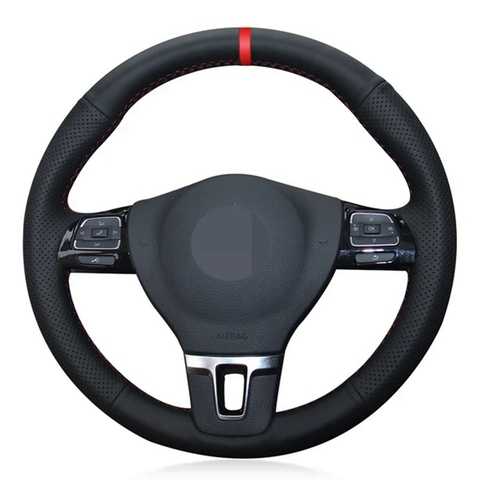 DIY Black Soft Artificial Leather Car Steering Wheel Cover For Volkswagen VW Gol Tiguan Passat B7 Passat CC Touran Jetta Mk6 ► Photo 1/6