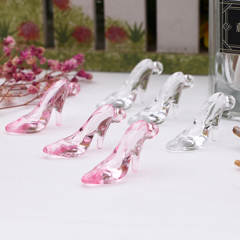 24pcs Plastic Mini Glass Slipper 3D High Heel Shoe Shape Party DIY Decorations Cake Decoratiing Tools DIY  Pink Clear Hot ► Photo 1/6