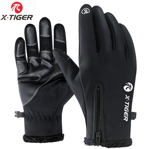 X-Tiger Winter Cycling Bicycle Gloves Windproof Thermal Warm Fleece Gloves Men Women Motorcycle Snow Skiing Sport Bike Gloves ► Photo 1/6