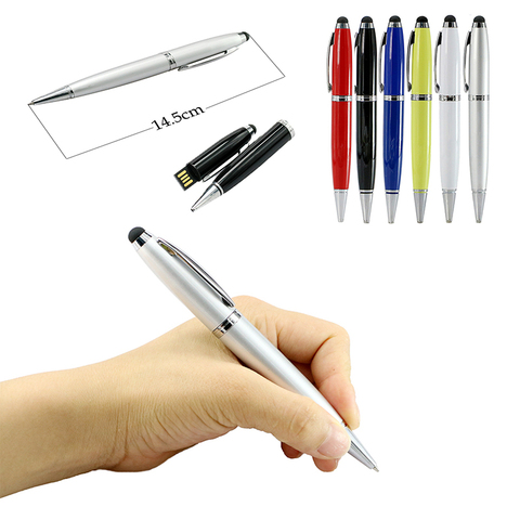 Flash drive USB teacher Gift Metal pen flash Memory Stick 6 Color Pen Pen Drive 128GB 64GB 4GB 8 128 16 32 64 gb Pendrive usb2.0 ► Photo 1/6