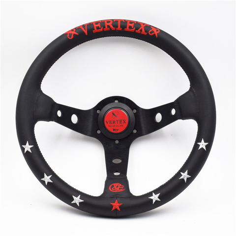 330mm/13inch Vertex Leather Deep Dish Modified Steering Wheel Car Racing Performance Tuning Sports Steering Wheel ► Photo 1/1