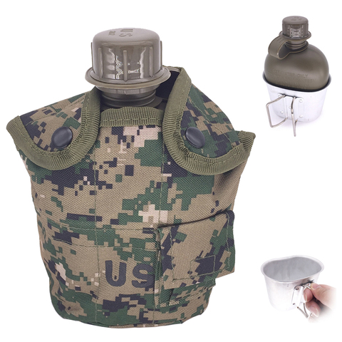 Military Outdoor Tactical Water Bottle Army Water Canteen Kettle With Pouch Cup Set Survival Tools For Hunting Camping Hiking ► Photo 1/6