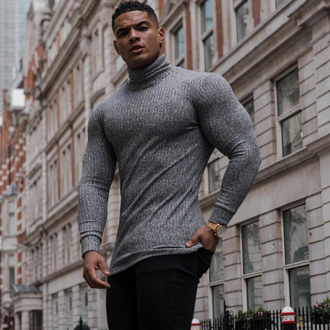 New Autumn Winter Turtleneck Thin Mens Sweaters Casual Roll Neck Solid Color Warm Slim Fit Sweaters Men Turtleneck Pullover Male ► Photo 1/6