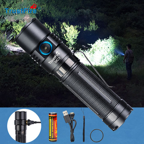 TrustFire MC3 EDC Tactical LED Flashlight 2500 Lumens Magnetic USB Rechargeable CREE XHP50 Flash Light Camping 21700 Torch Lamp ► Photo 1/6