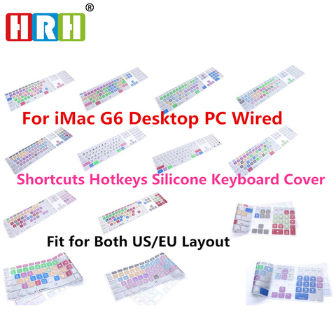 HRH Slim Shortcuts Hotkeys Silicone Keyboard Cover For Apple Keyboard With Numeric Keypad Wired USB for iMac G6 Desktop PC Wired ► Photo 1/6