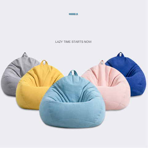 Sofa-Cover Large Small Lazy Bean Bag Sofa Chairs Cover Without Filler Linen Cloth Lounger Seat Bean Bag Pouf Puff Couch ► Photo 1/6