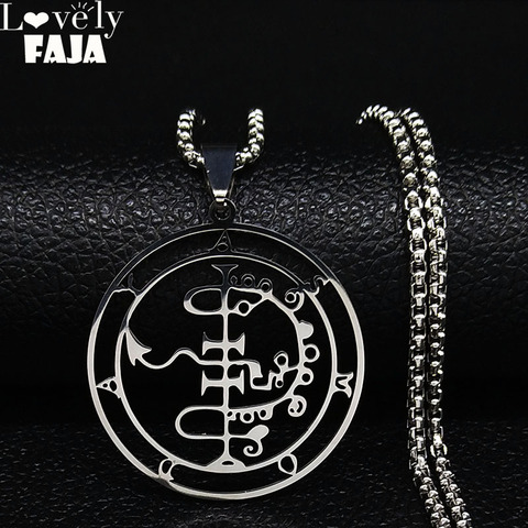 2022 Fashion Sigeal Sigil De Lucifer Stainless Steel Satan Necklace Asmoday Lazer Key Baphomet Stamp Necklace Jewelry N3042S03 ► Photo 1/6