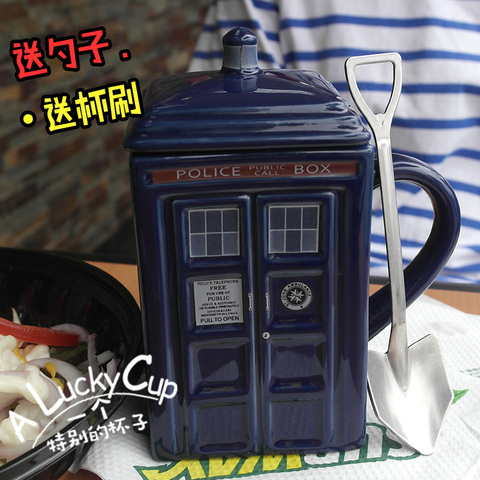 EWAYS Free shipping Doctor Who Tardis Creative Police Box Mug Funny Ceramic Coffee Tea Cup For christmas Gift ► Photo 1/5