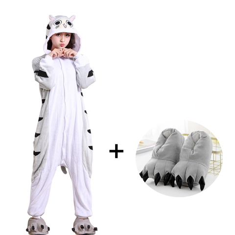 Chi Cat Kigurumi Cheese Cat Onesies For Adults Animal Pajamas Zippers One-Piece Pyjama Men Women Suits Halloween Cosplay Costume ► Photo 1/5